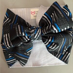 Black and Blue Bow Headband